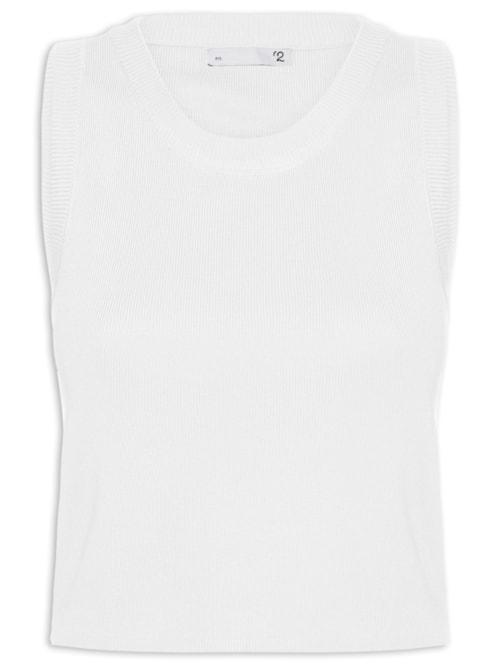 Blusa Feminina Em Tricot Sem Manga – Branco