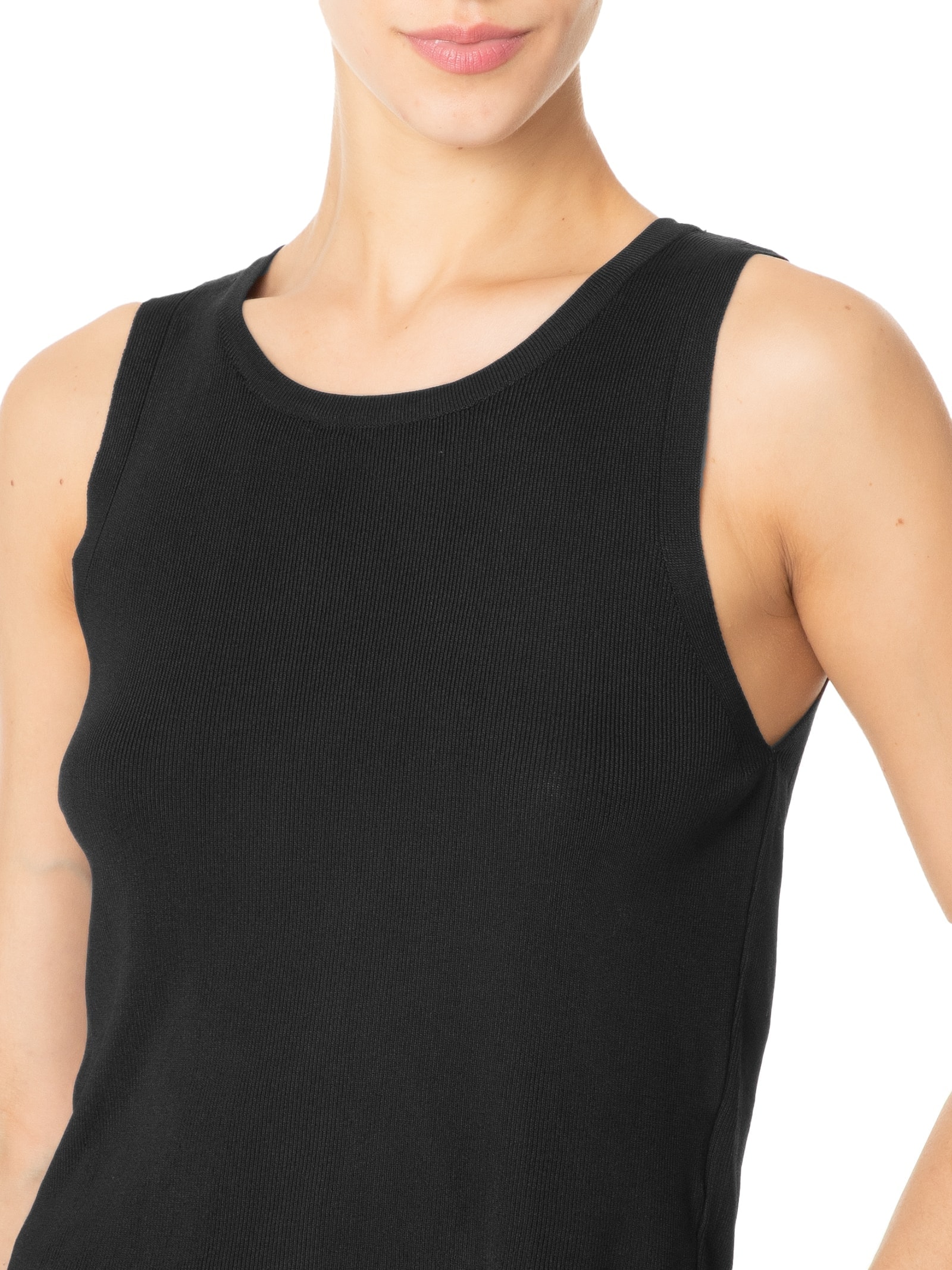 Blusa Feminina Em Tricot Sem Manga Preto '2Essential