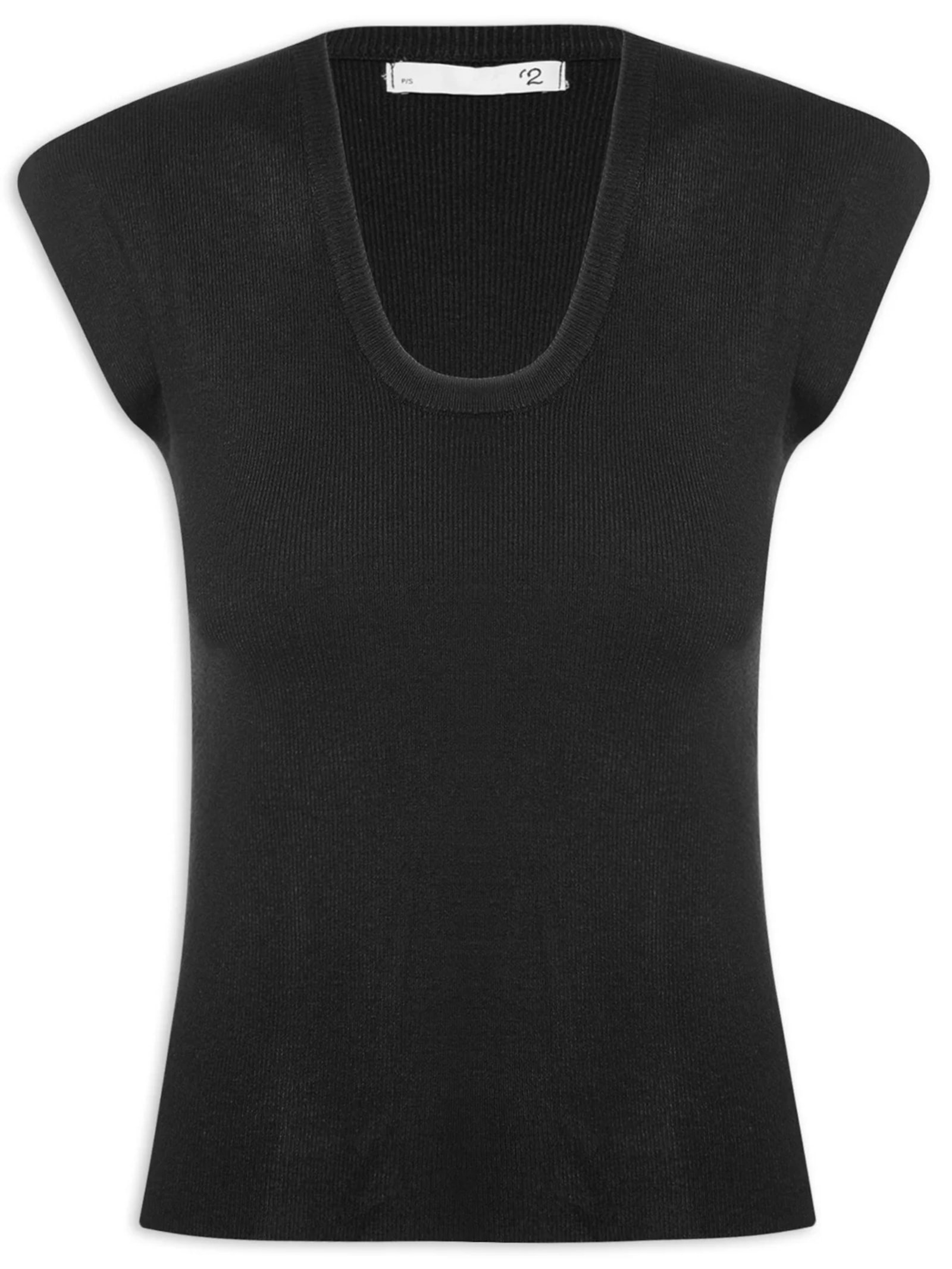 Blusa Feminina Em Tricot Sem Manga Preto '2Essential