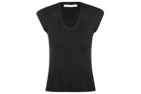 Blusa Feminina Em Tricot Sem Manga - Preto