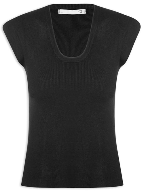 Blusa Feminina Em Tricot Sem Manga – Preto