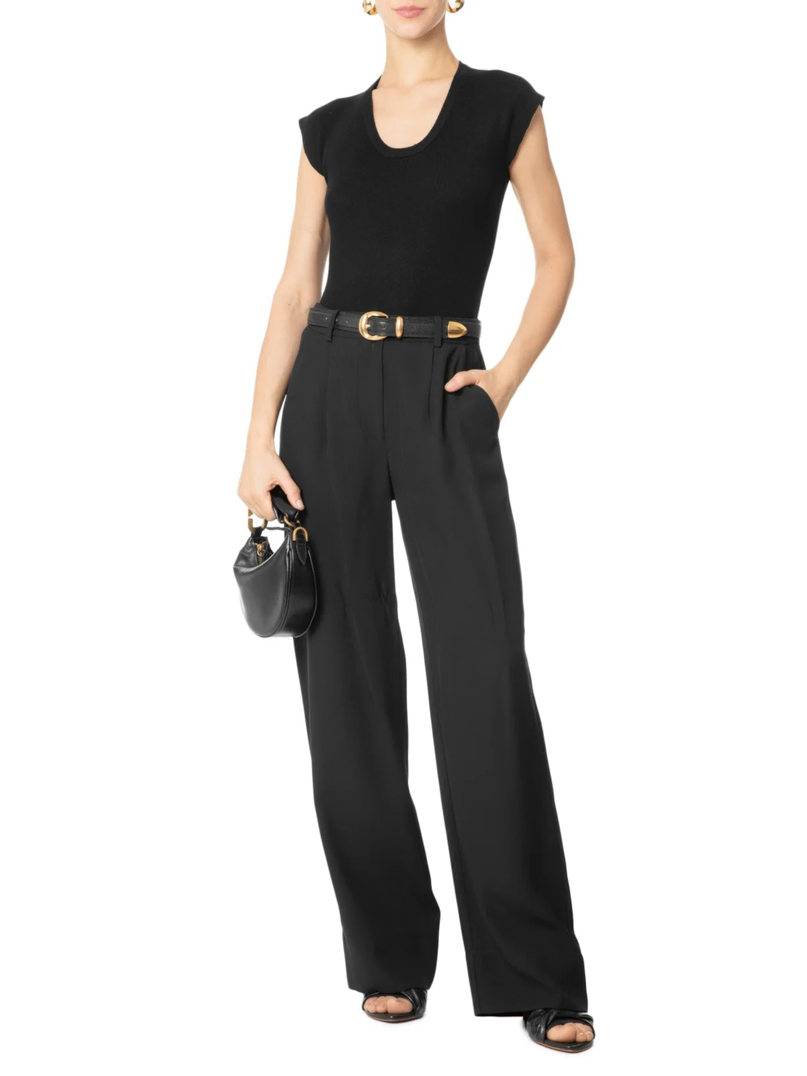 Blusa Feminina Em Tricot Sem Manga Preto '2Essential