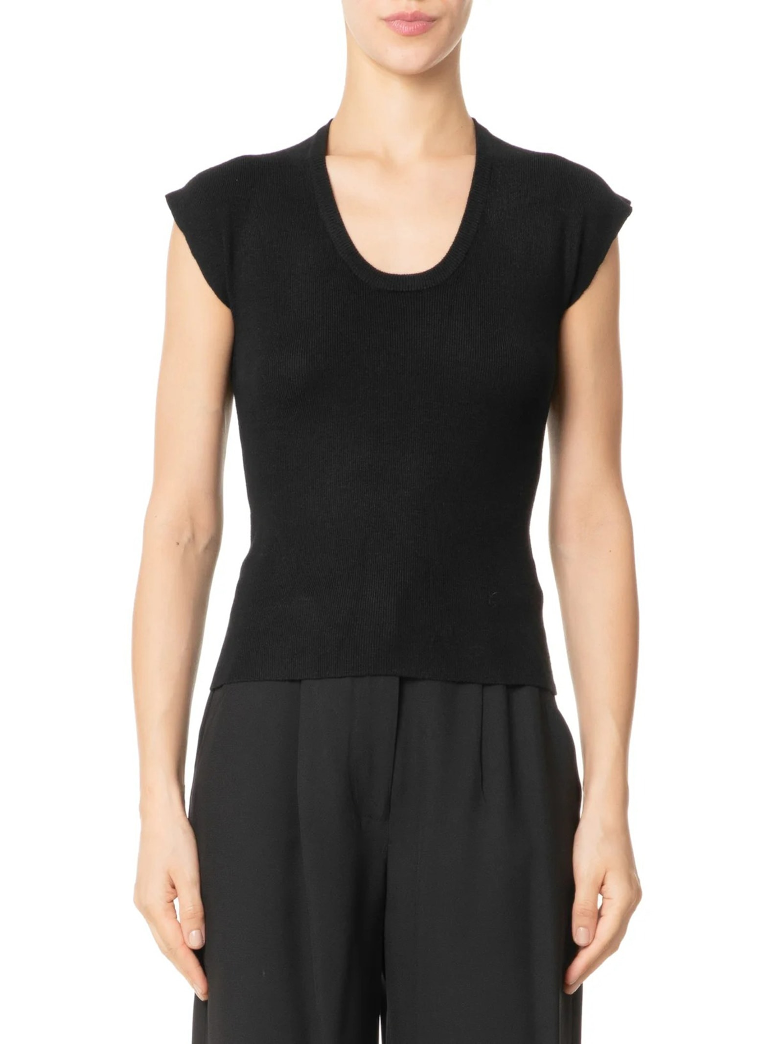 Blusa Feminina Em Tricot Sem Manga Preto '2Essential