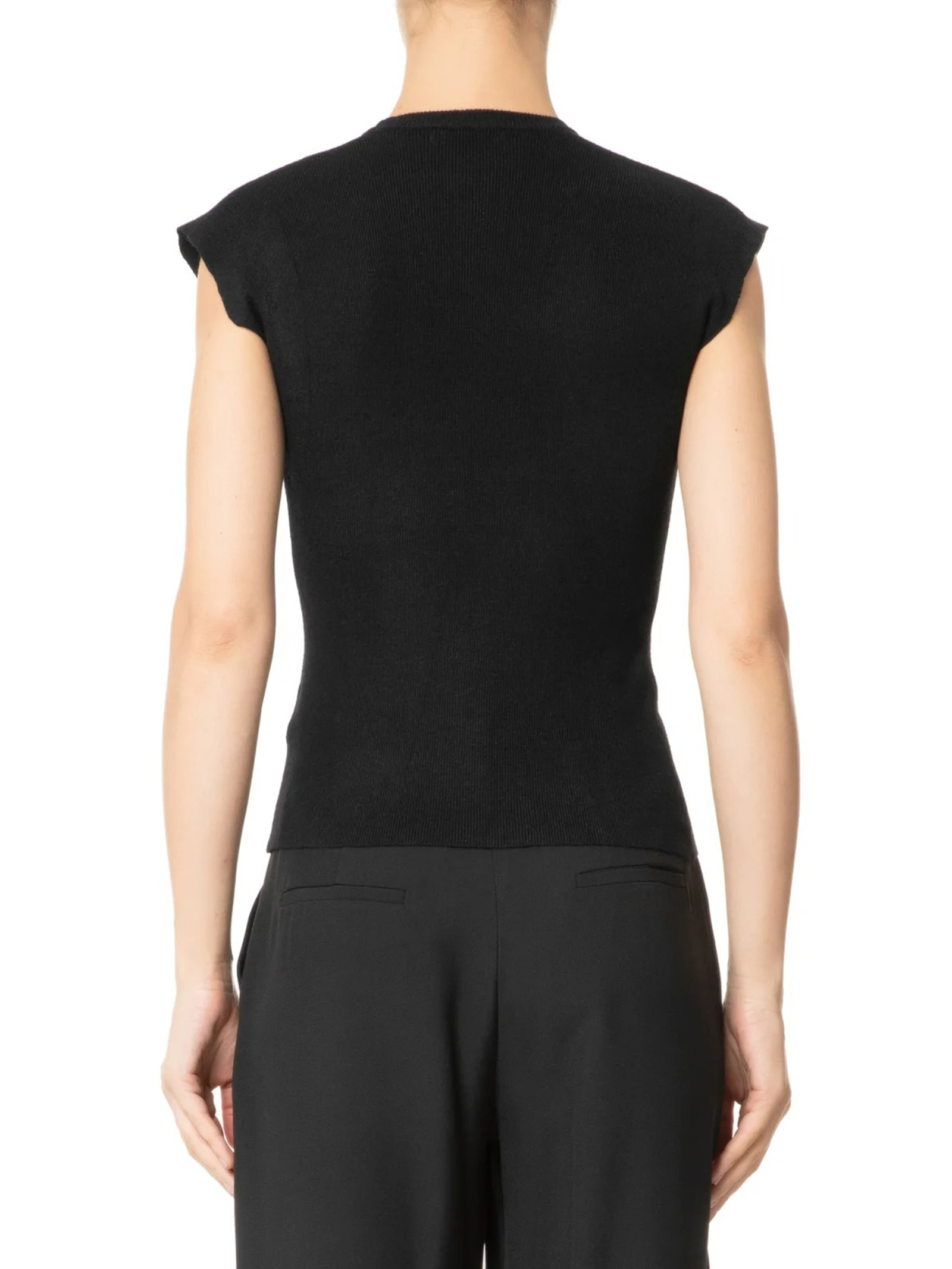 Blusa Feminina Em Tricot Sem Manga Preto '2Essential