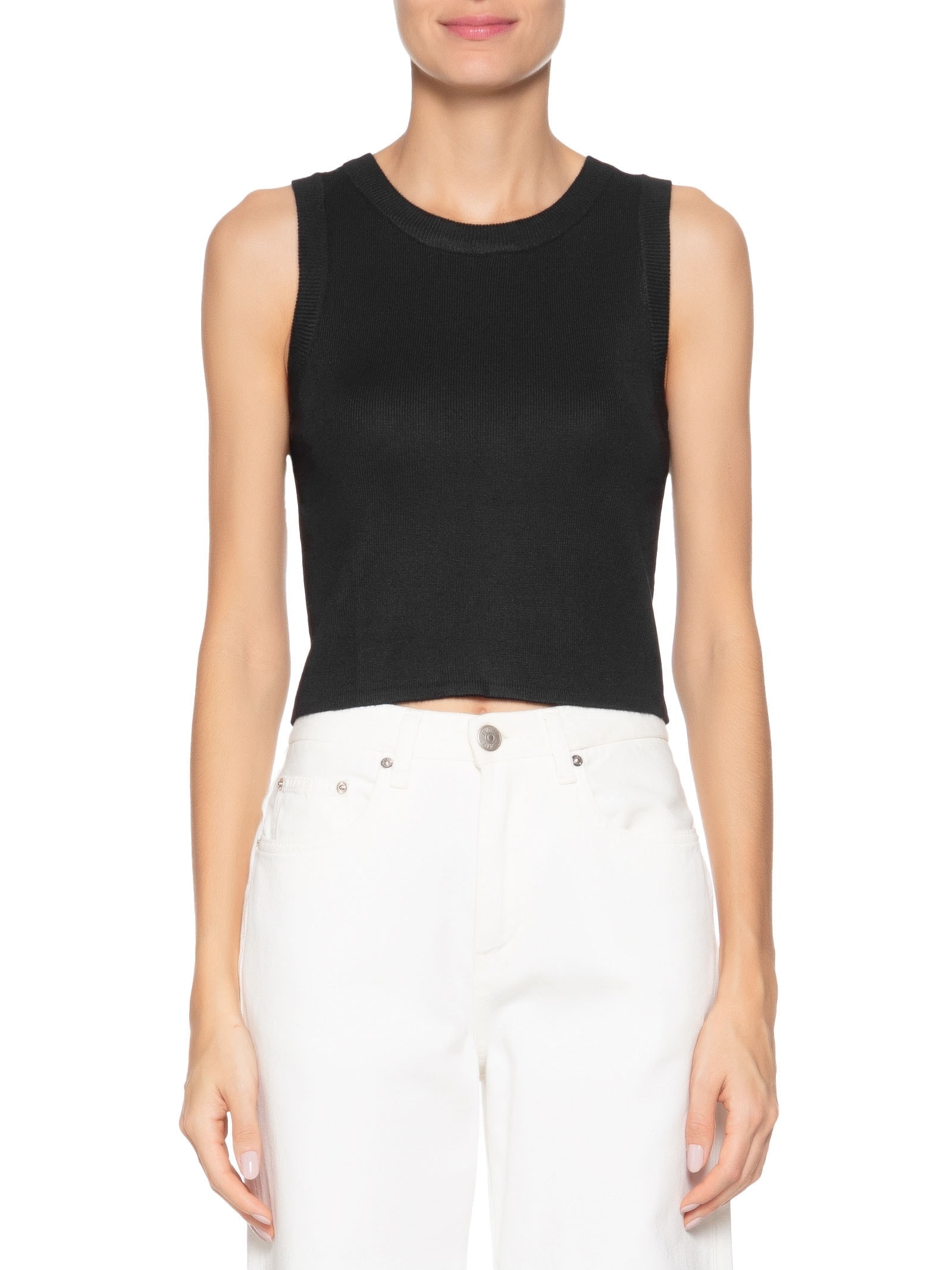 Blusa Feminina Em Tricot Sem Manga Preto '2Essential