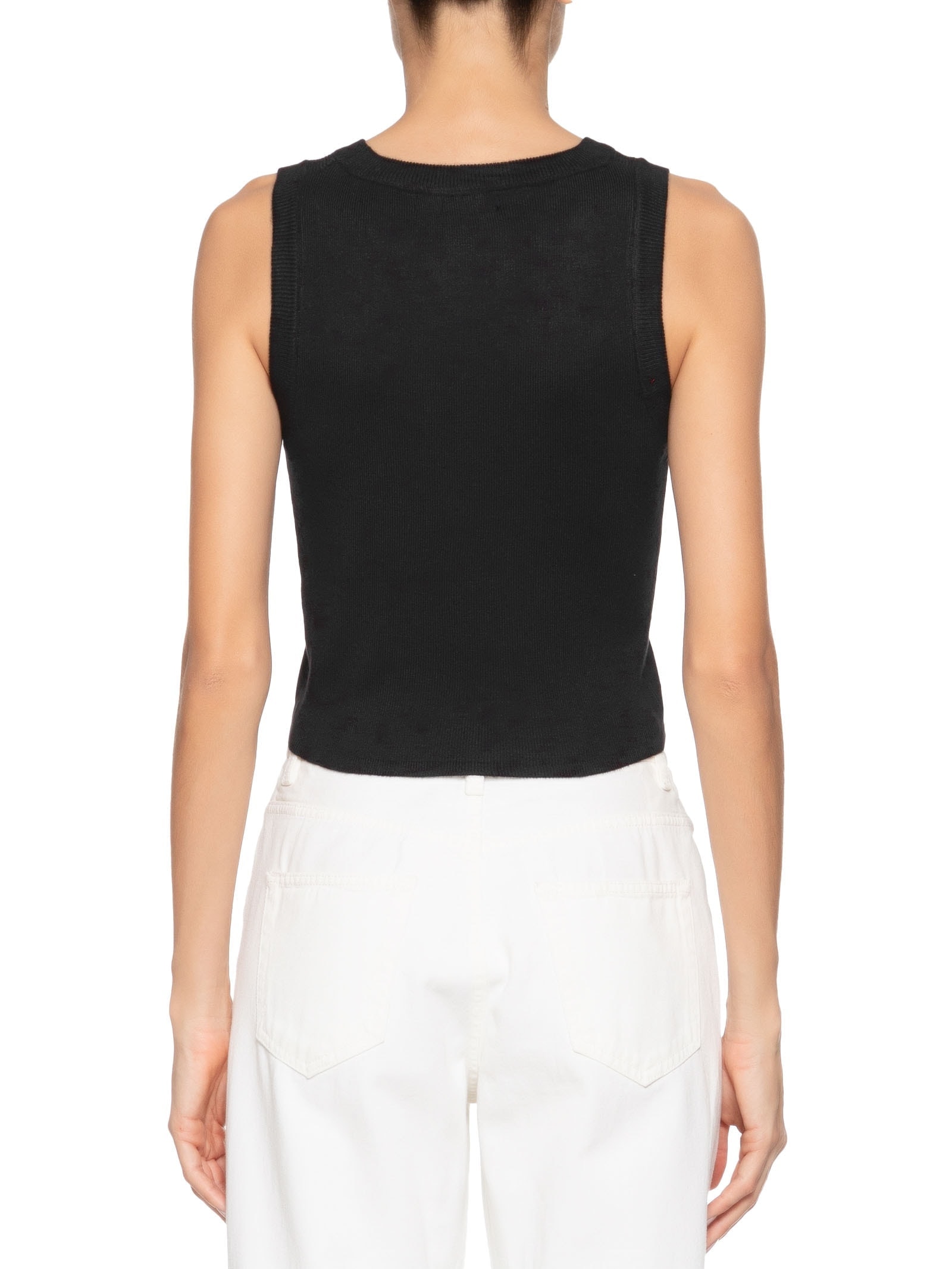 Blusa Feminina Em Tricot Sem Manga Preto '2Essential