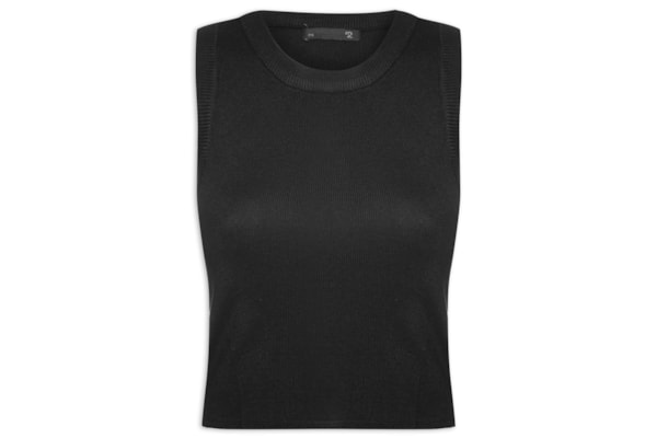 Blusa Feminina Em Tricot Sem Manga - Preto