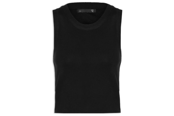 Blusa Feminina Em Tricot Sem Manga - Preto