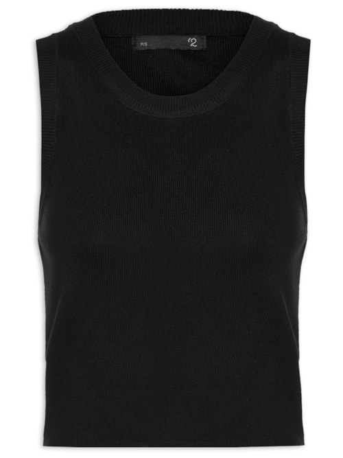 Blusa Feminina Em Tricot Sem Manga – Preto