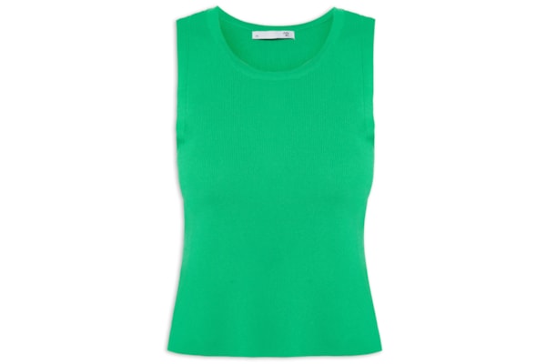 Blusa Feminina Em Tricot Sem Manga - Verde