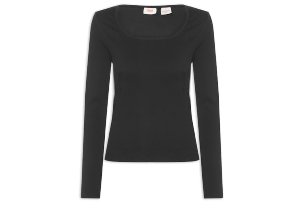 Blusa Feminina Essential Square Neck Manga Longa - Preto