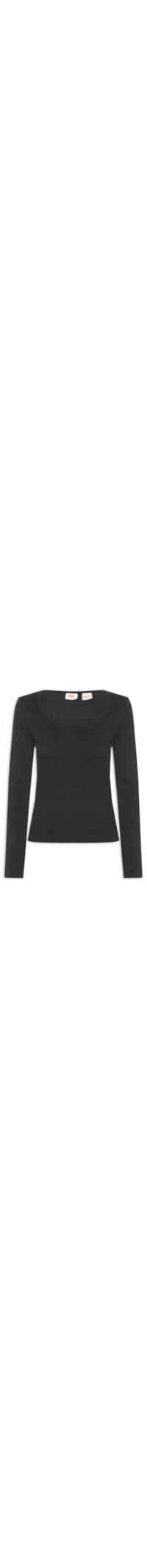 Blusa Feminina Essential Square Neck Manga Longa - Preto