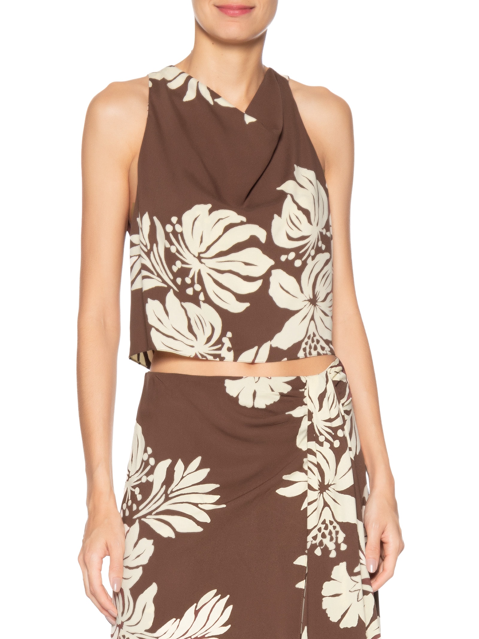 Blusa Feminina Estampa Bela Flor Marrom Dress To