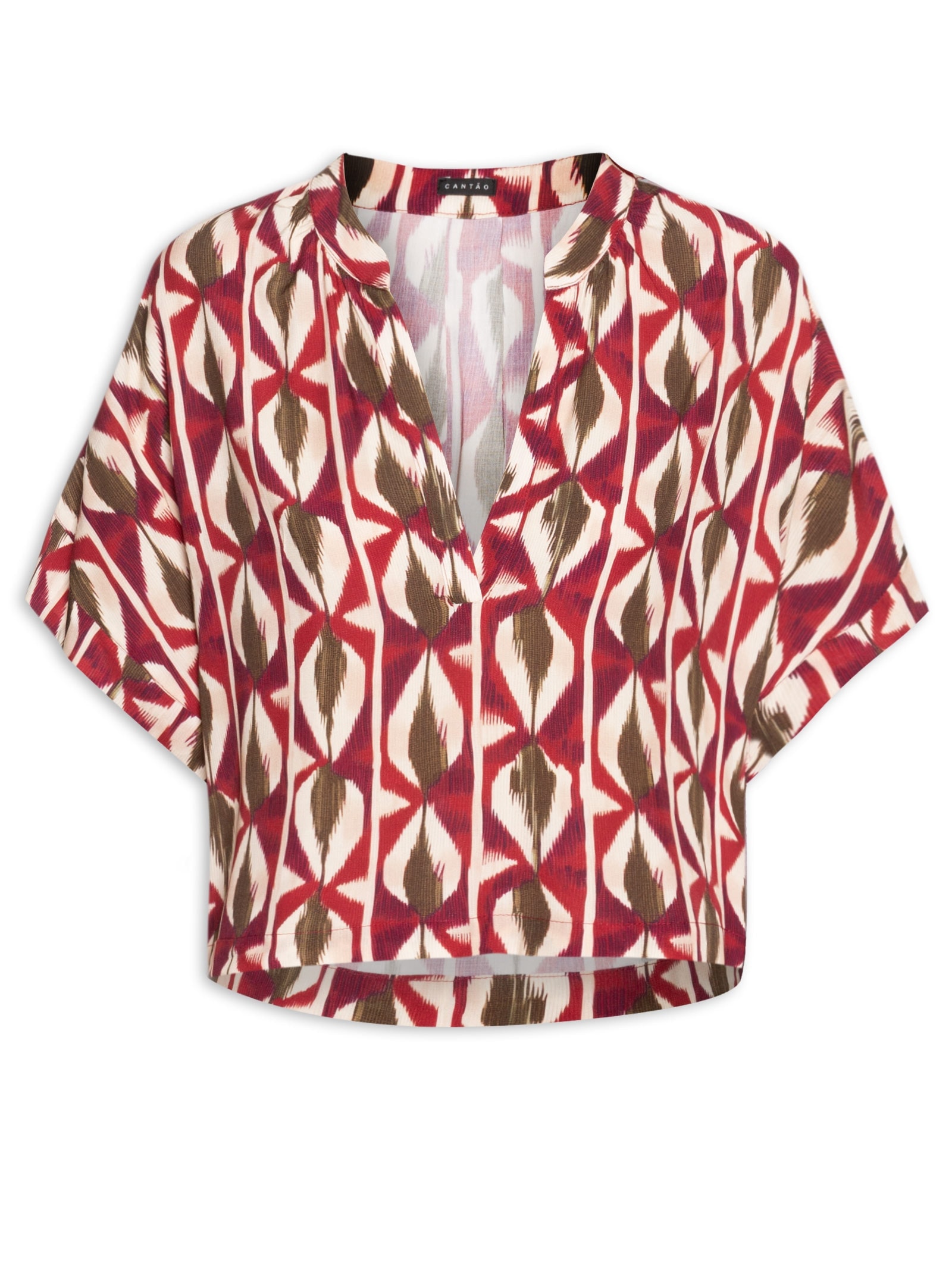 Blusa Feminina Estampa Hojas Vermelho Cantão