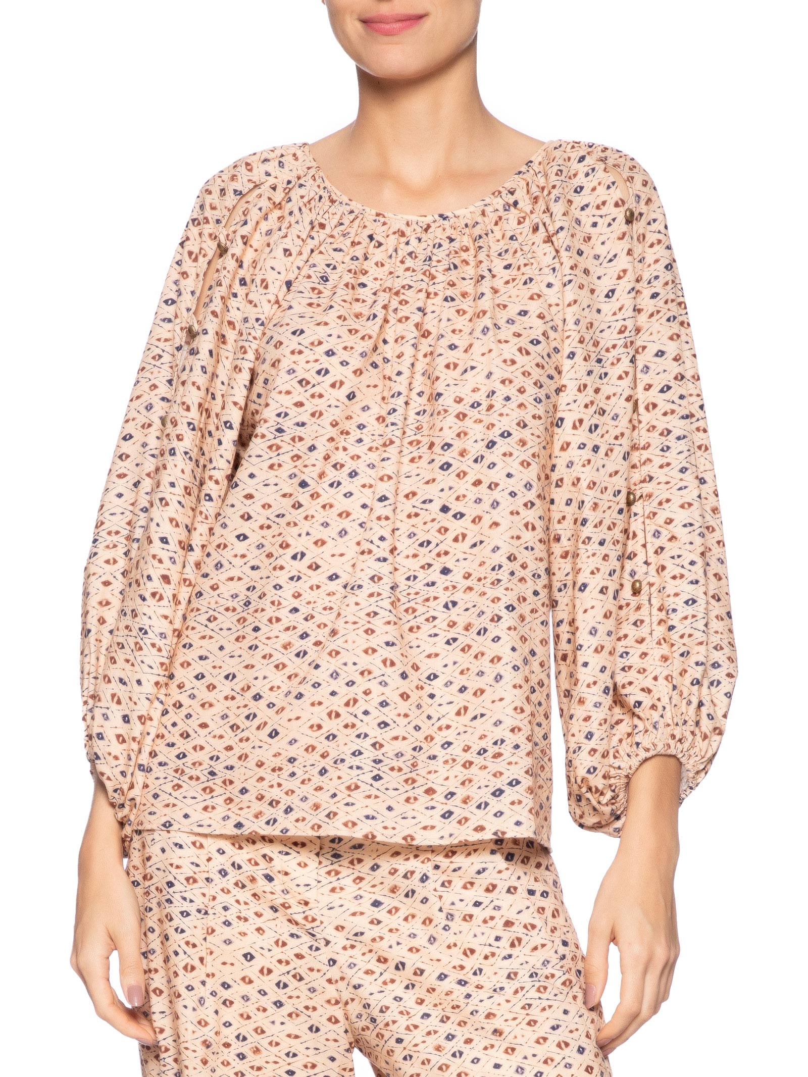 Blusa Feminina Estampa Ink Bege Maria Filó