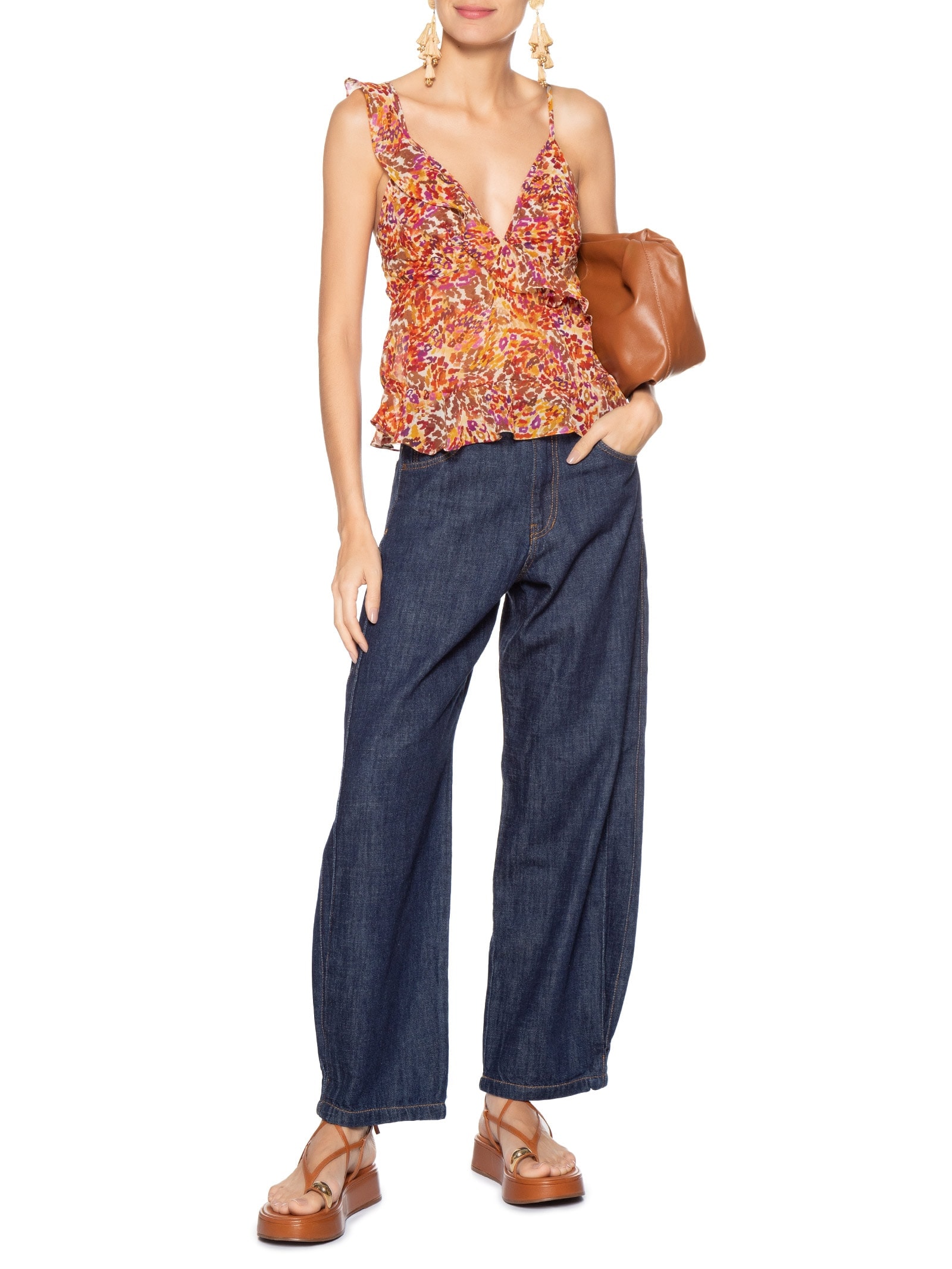 Blusa Feminina Estampa Instinto Cerâmica Laranja Dress To