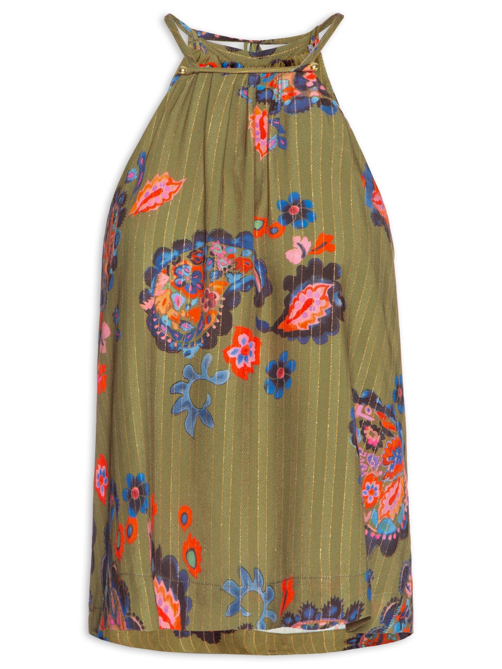 Blusa Feminina Estampa Paisley Acqua Verde Cantão