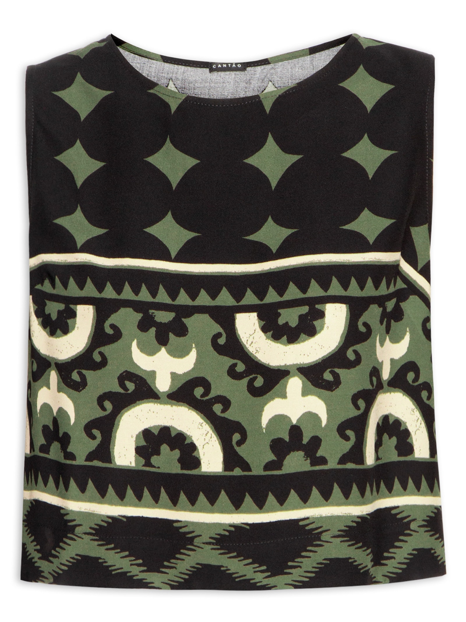 Blusa Feminina Estampada Catalina Preto Cantão