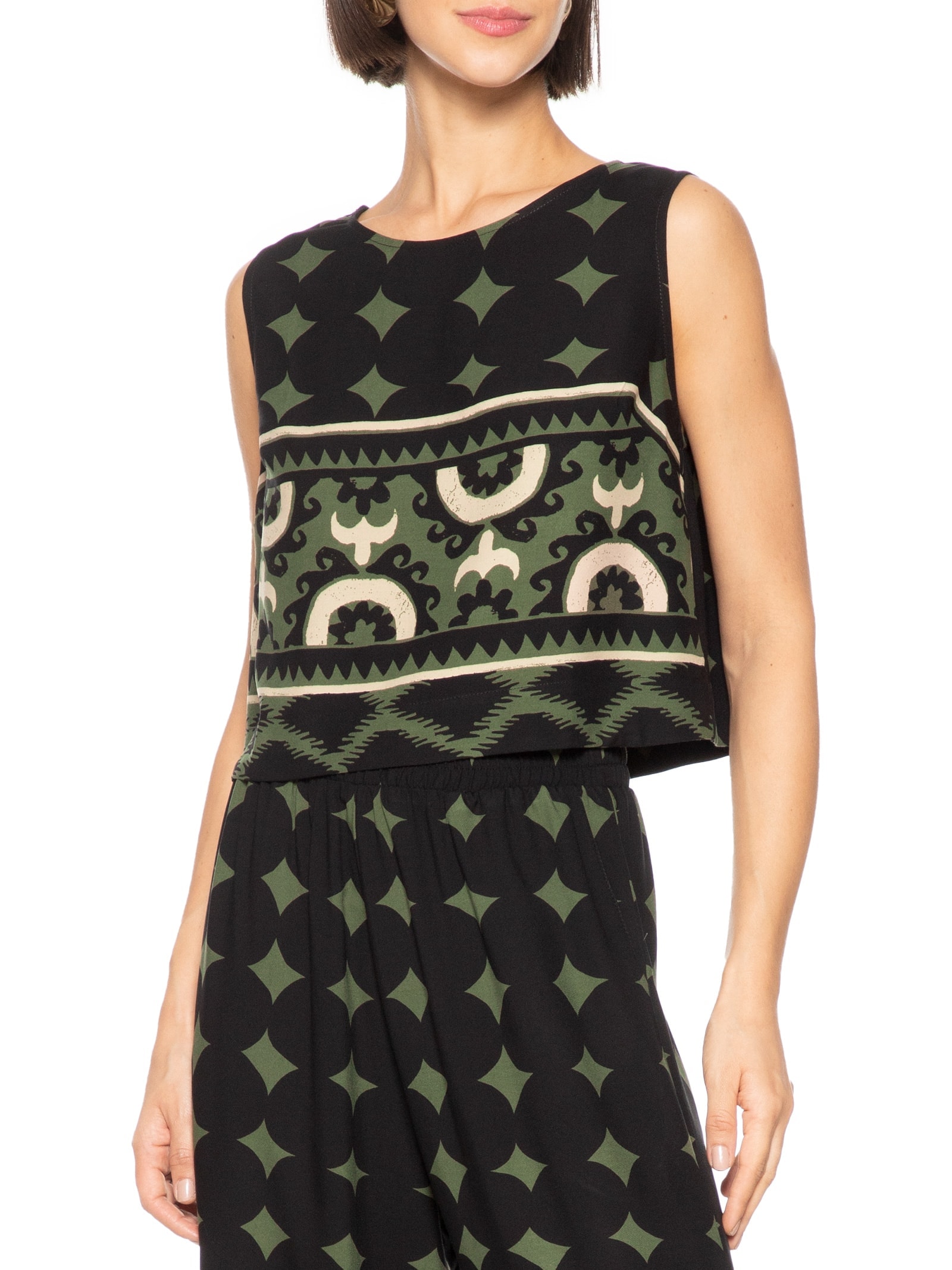 Blusa Feminina Estampada Catalina Preto Cantão
