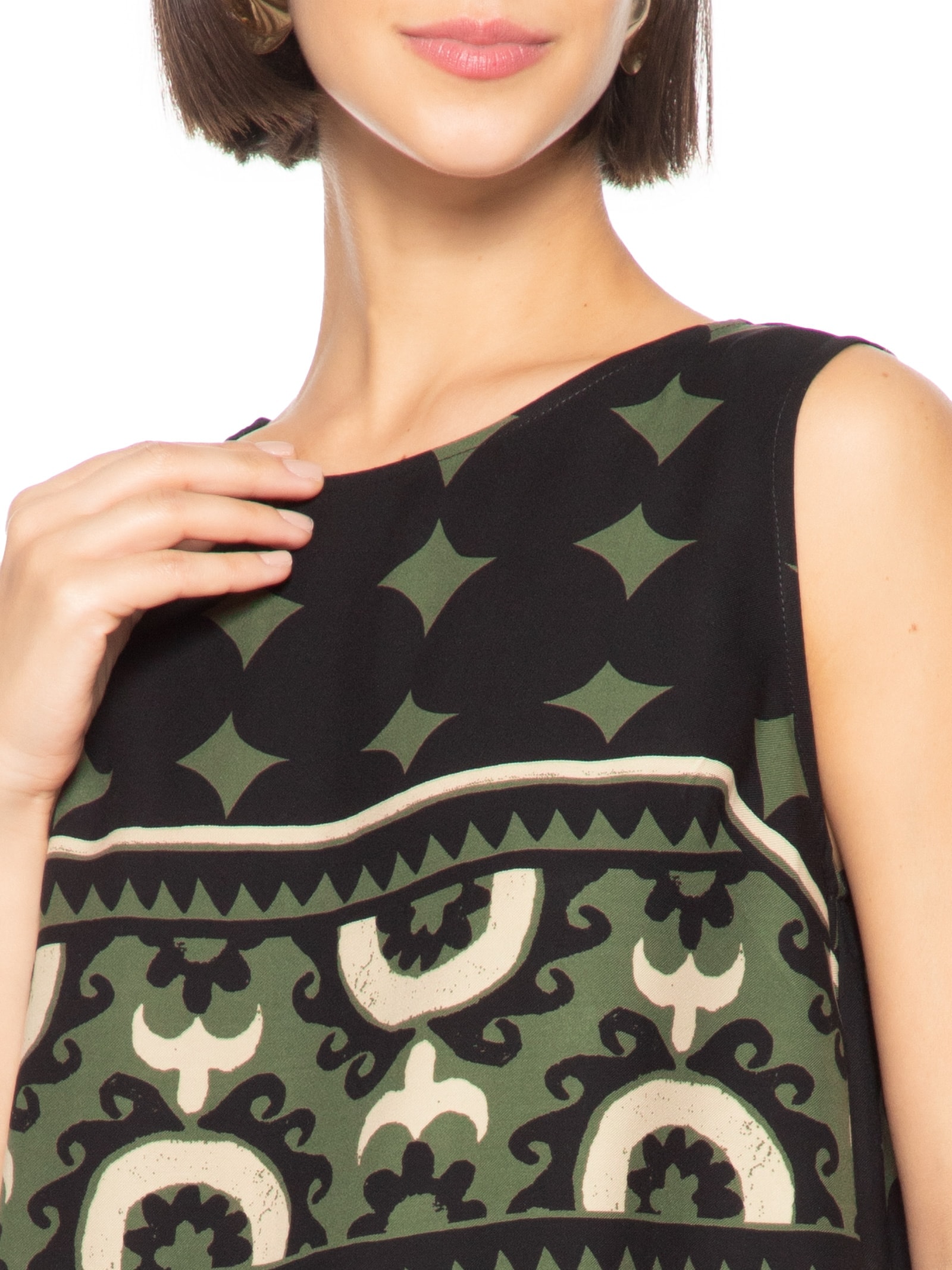 Blusa Feminina Estampada Catalina Preto Cantão