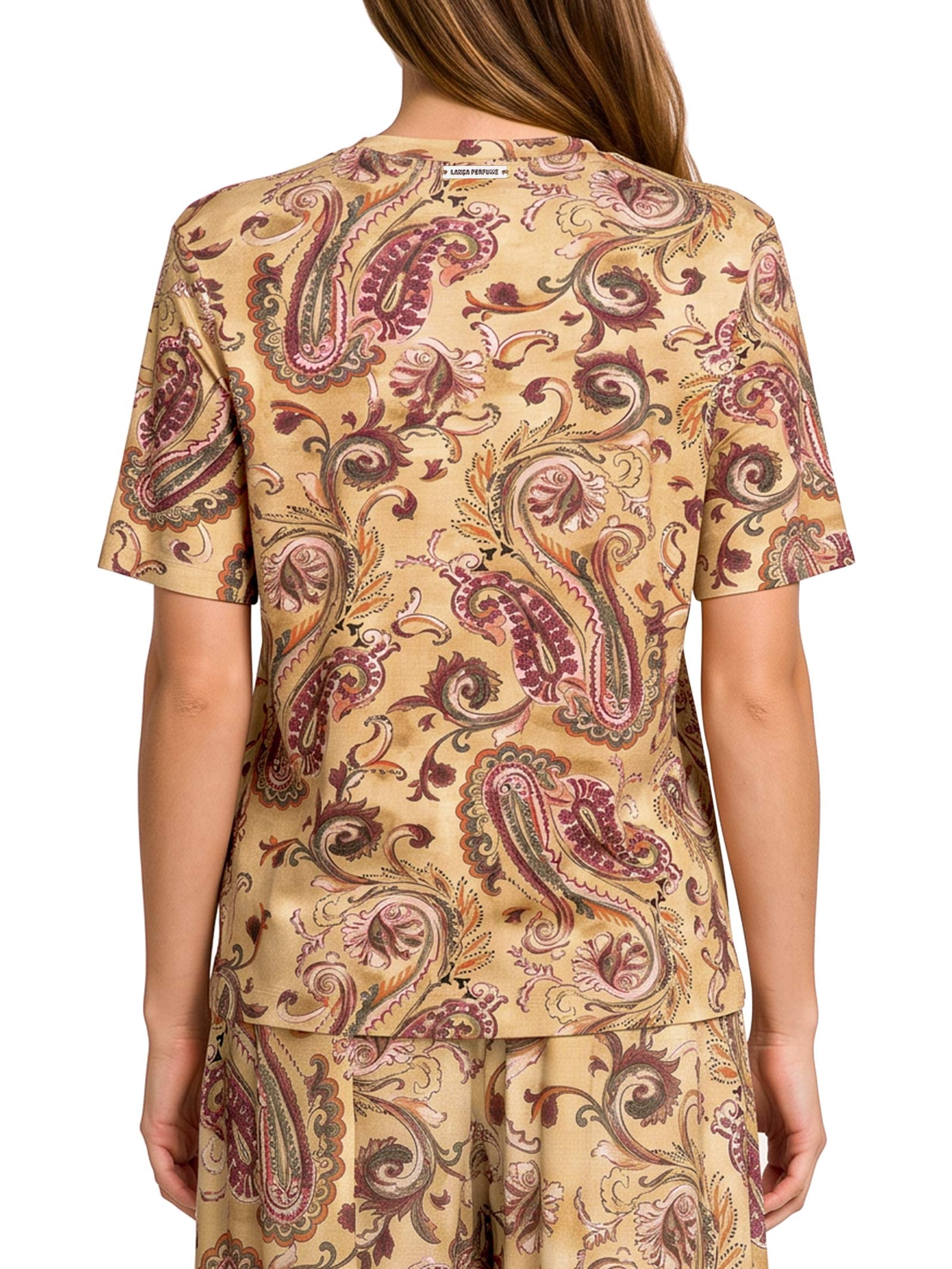 Blusa Feminina Estampada de Malha Decote V – Amarelo Lança Perfume