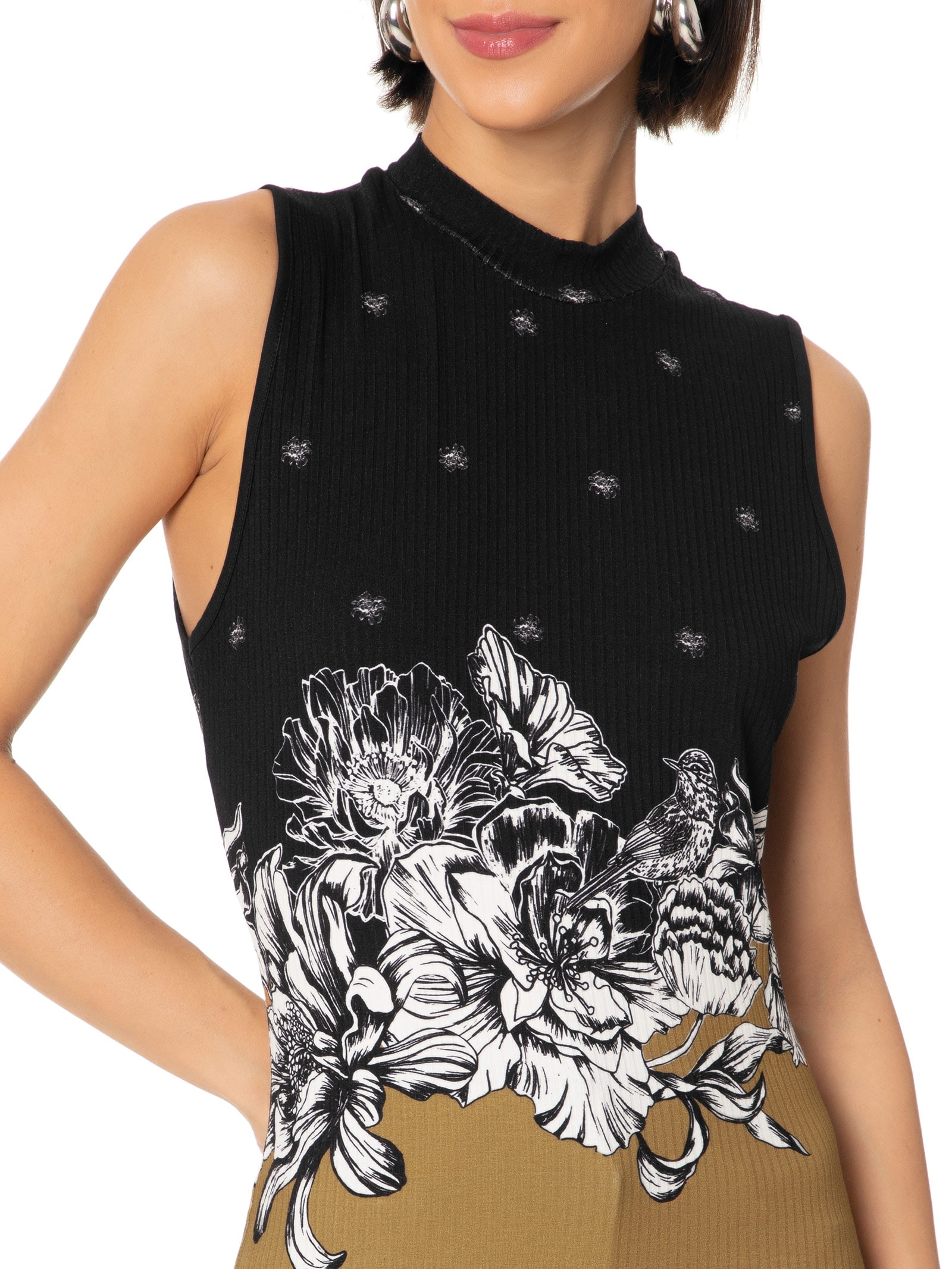 Blusa Feminina Estampada Preto Colcci