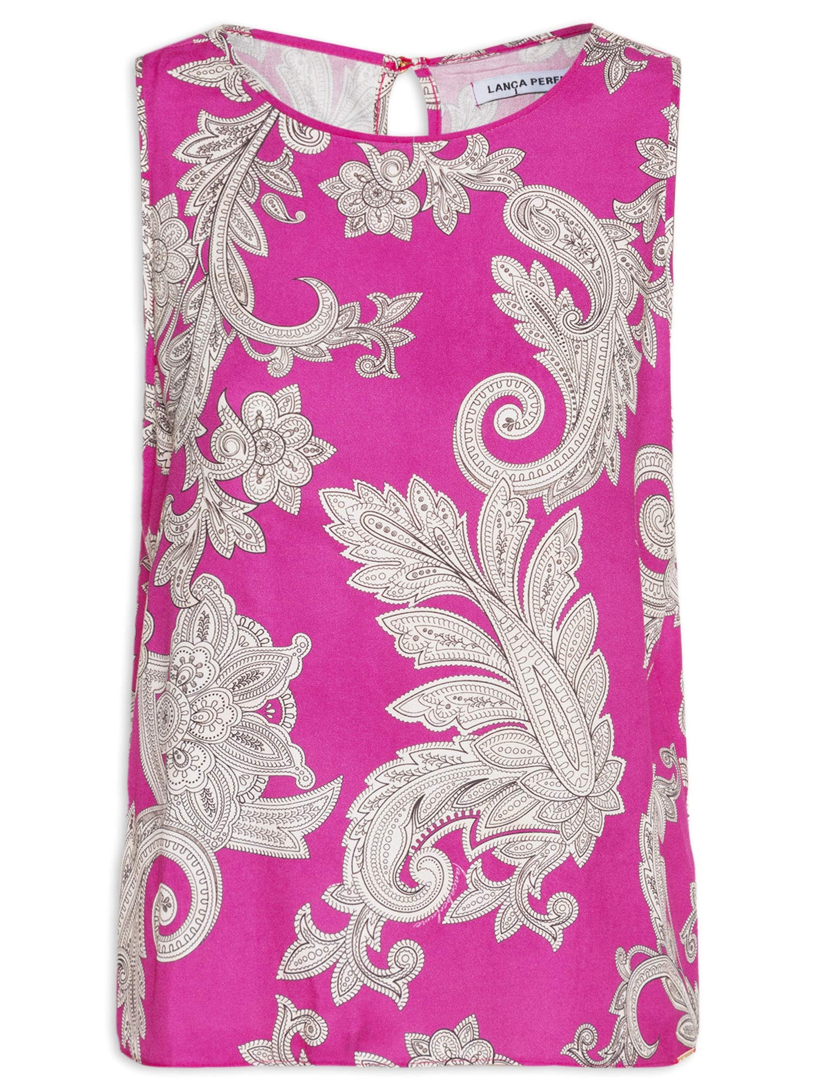 Blusa Feminina Estampada sem Mangas Rosa Lança Perfume