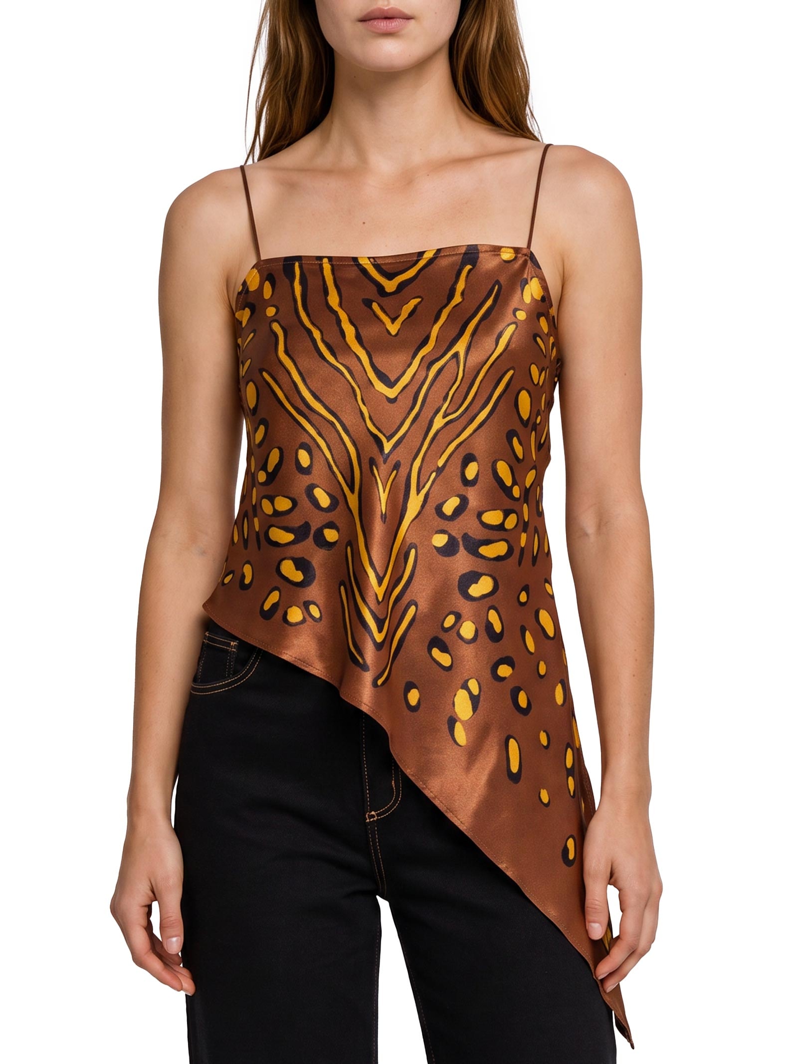 Blusa Feminina Estampada – Marrom Open