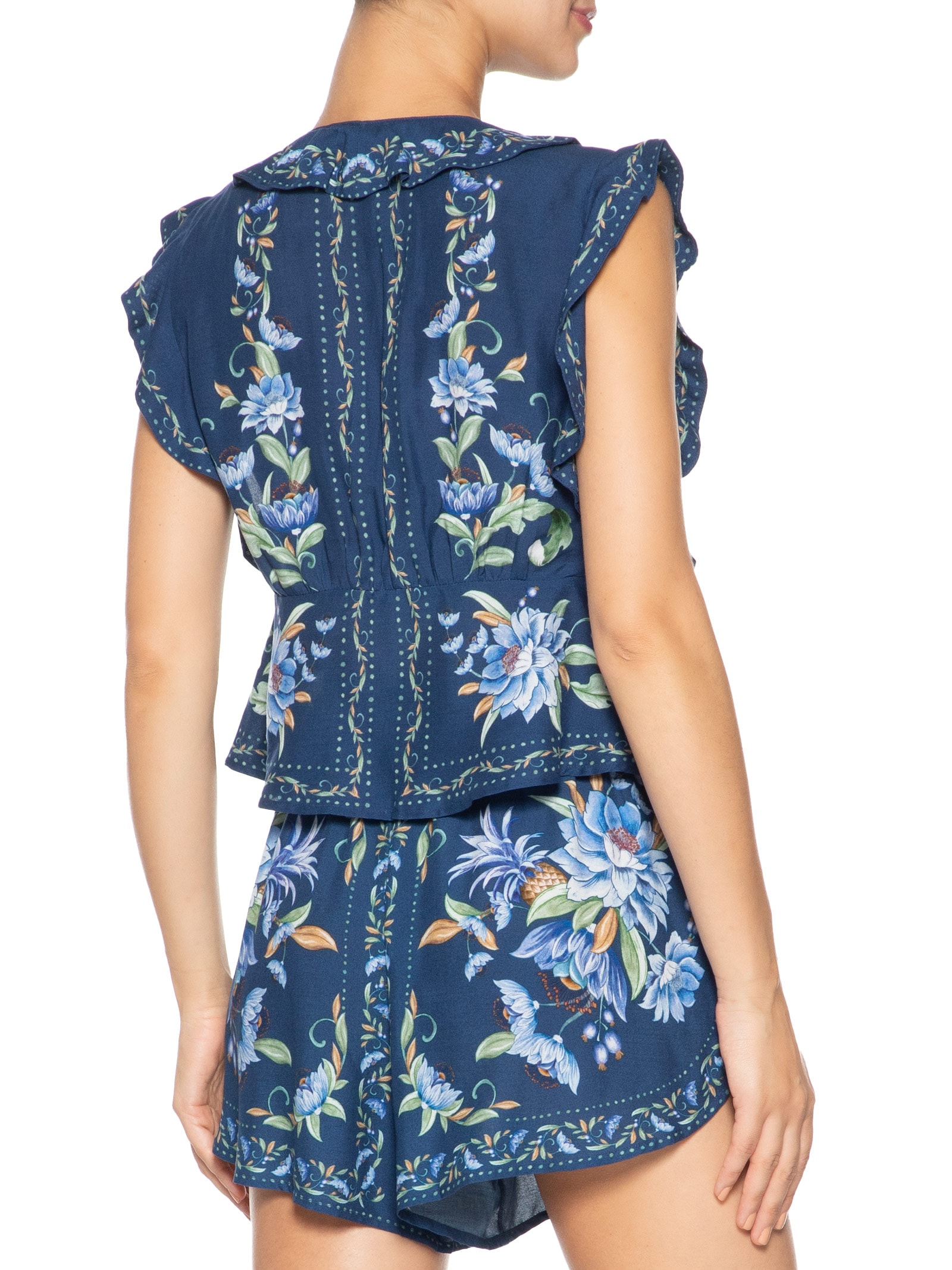 Blusa Feminina Floral Ana Azul Farm