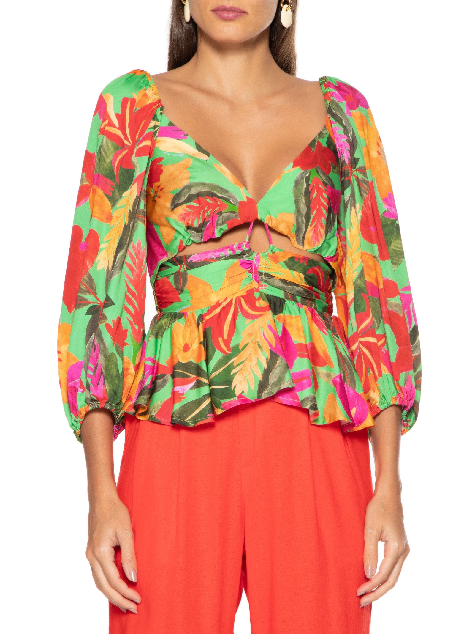 Farm Blusa Feminina Floral Tropical Verde