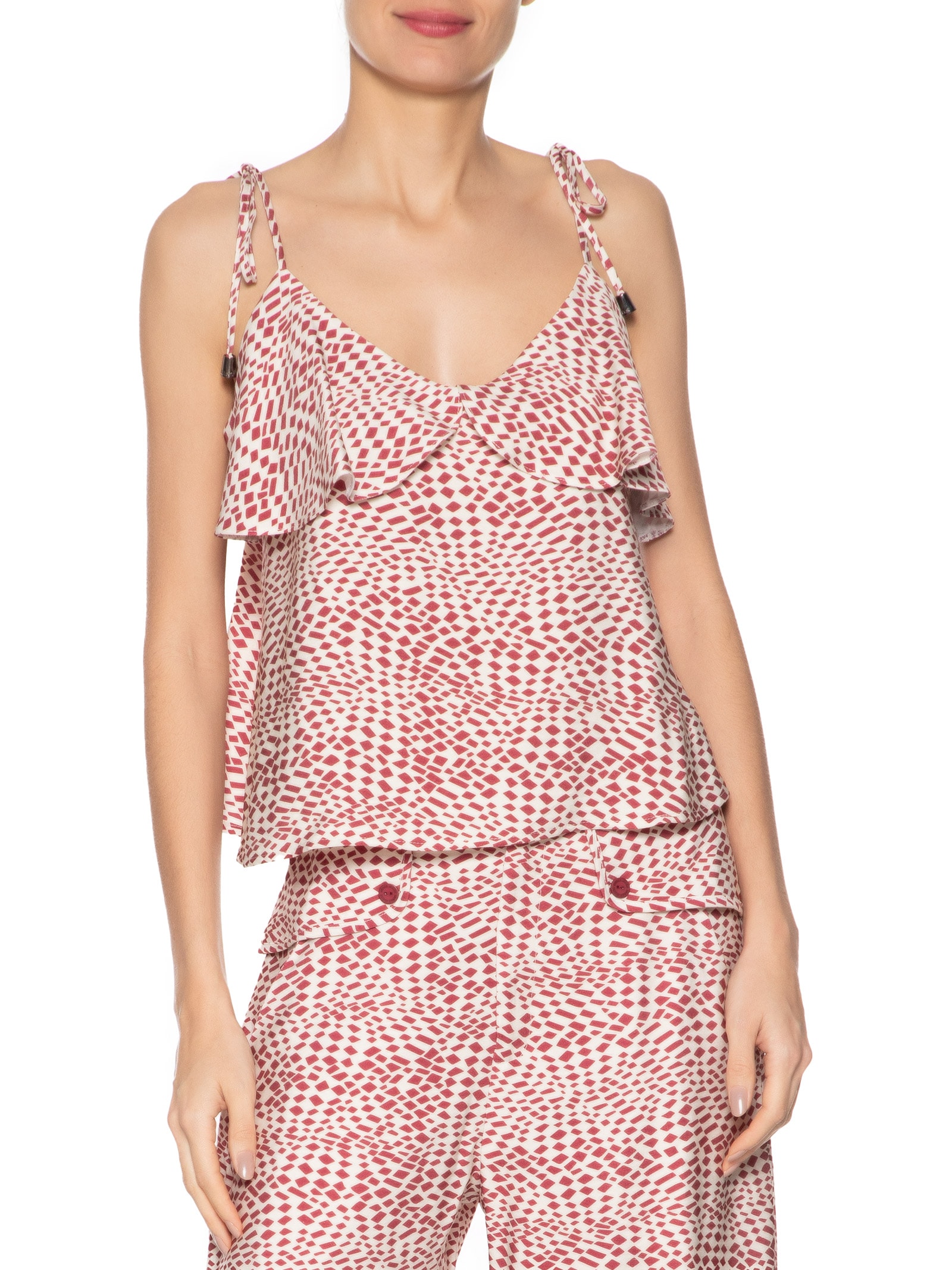 Blusa Feminina Fluida Pois Ruffles Vermelho Animale Jeans