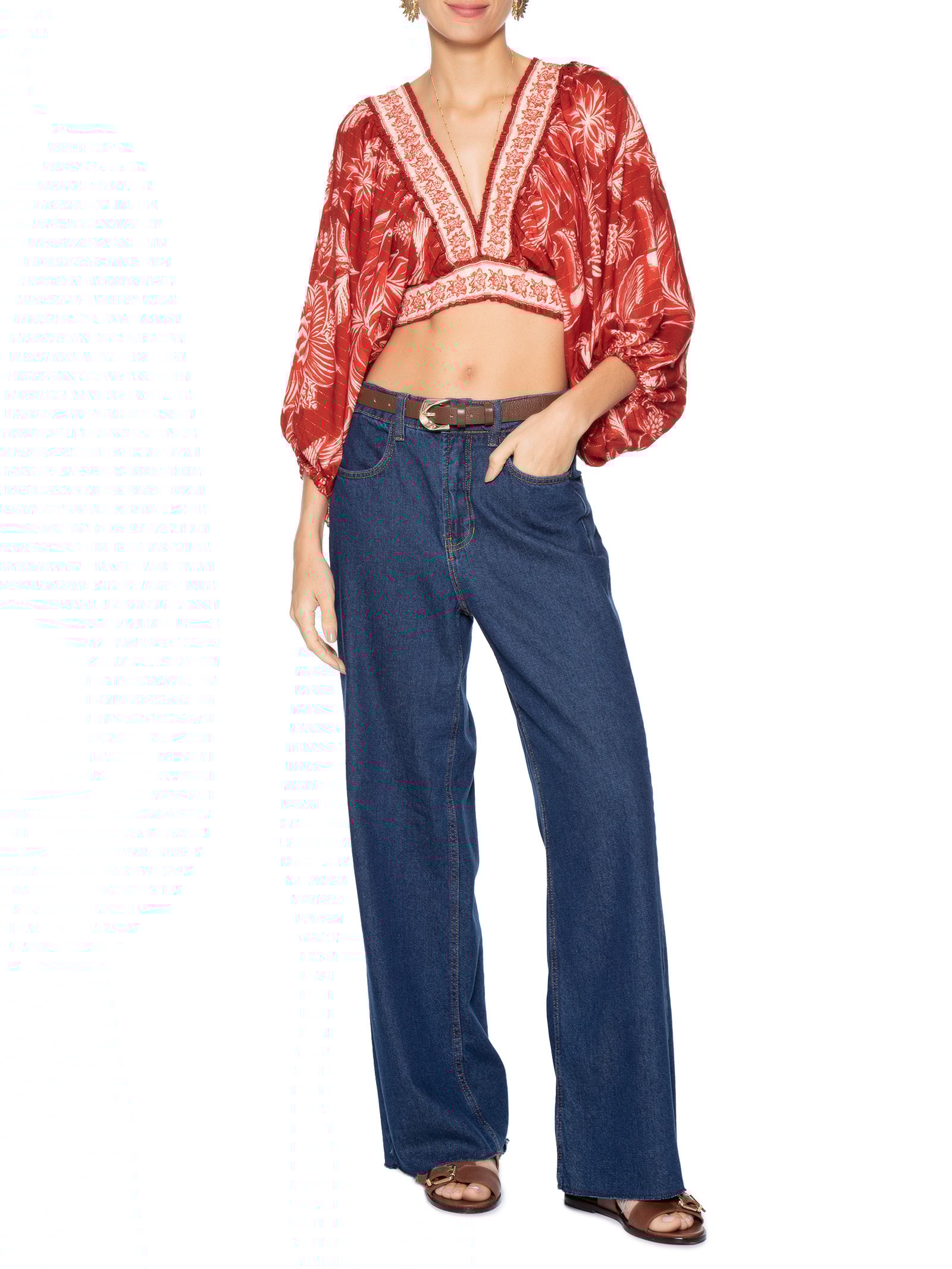 Blusa Feminina Franzida Amalfi Vermelho Farm