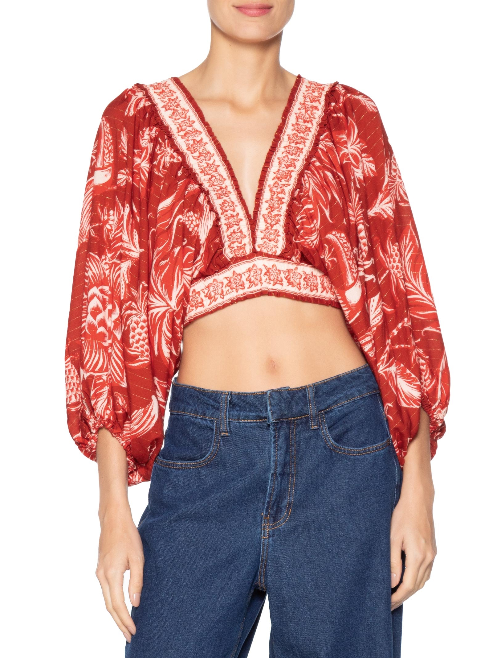 Blusa Feminina Franzida Amalfi Vermelho Farm