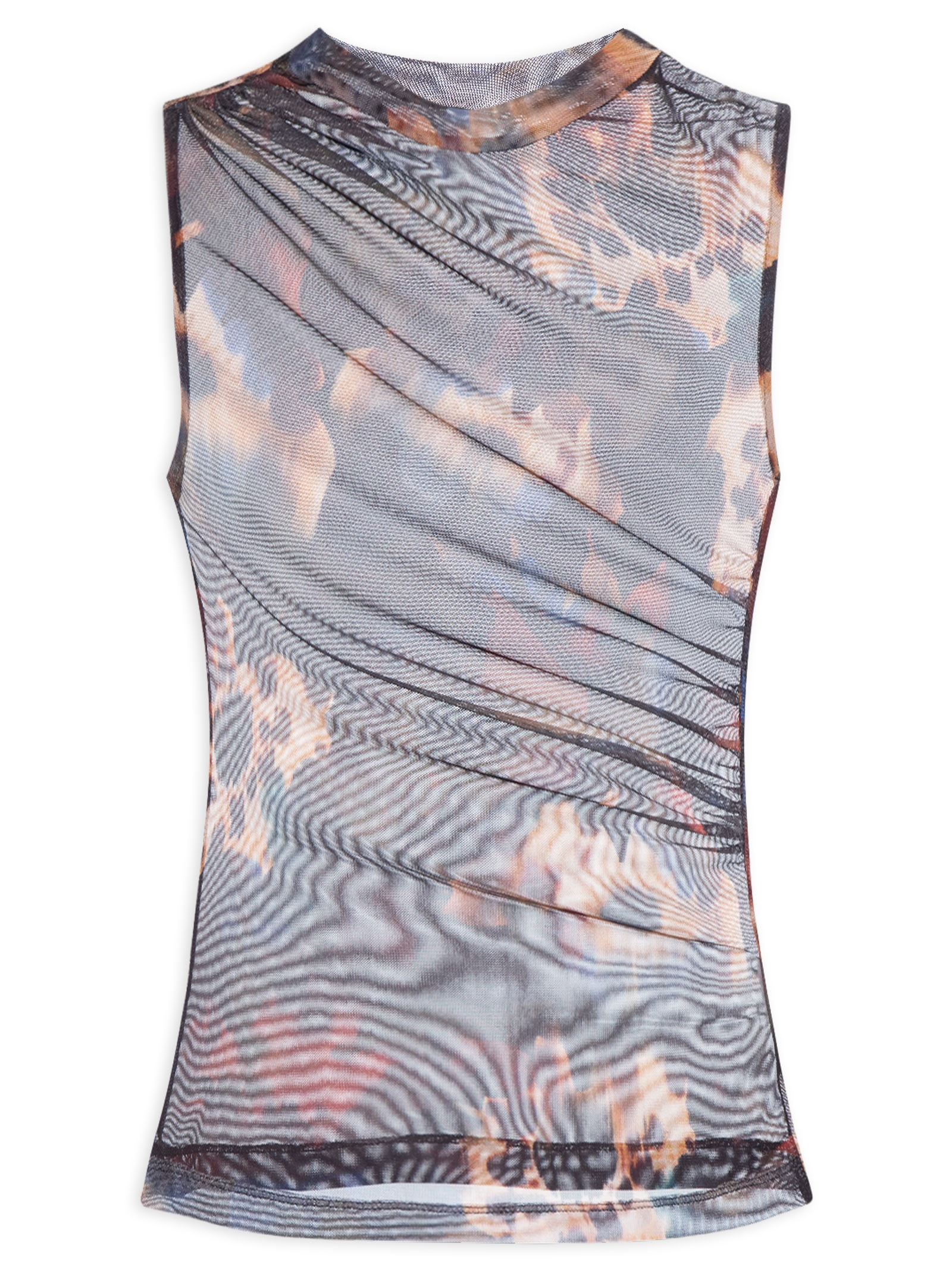 Blusa Feminina Franzida Floral Glitch Preto Cantão