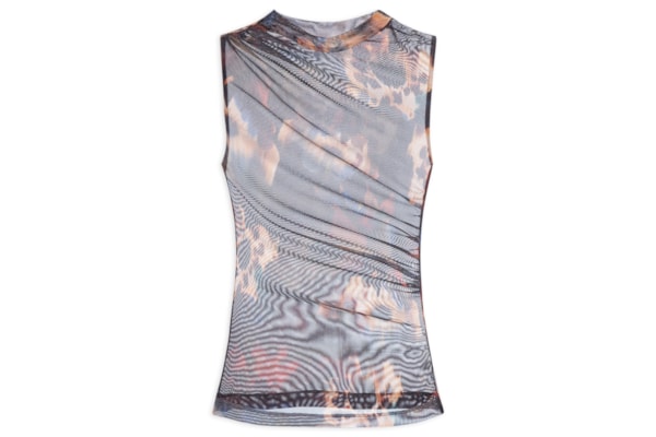 Blusa Feminina Franzida Floral Glitch - Preto