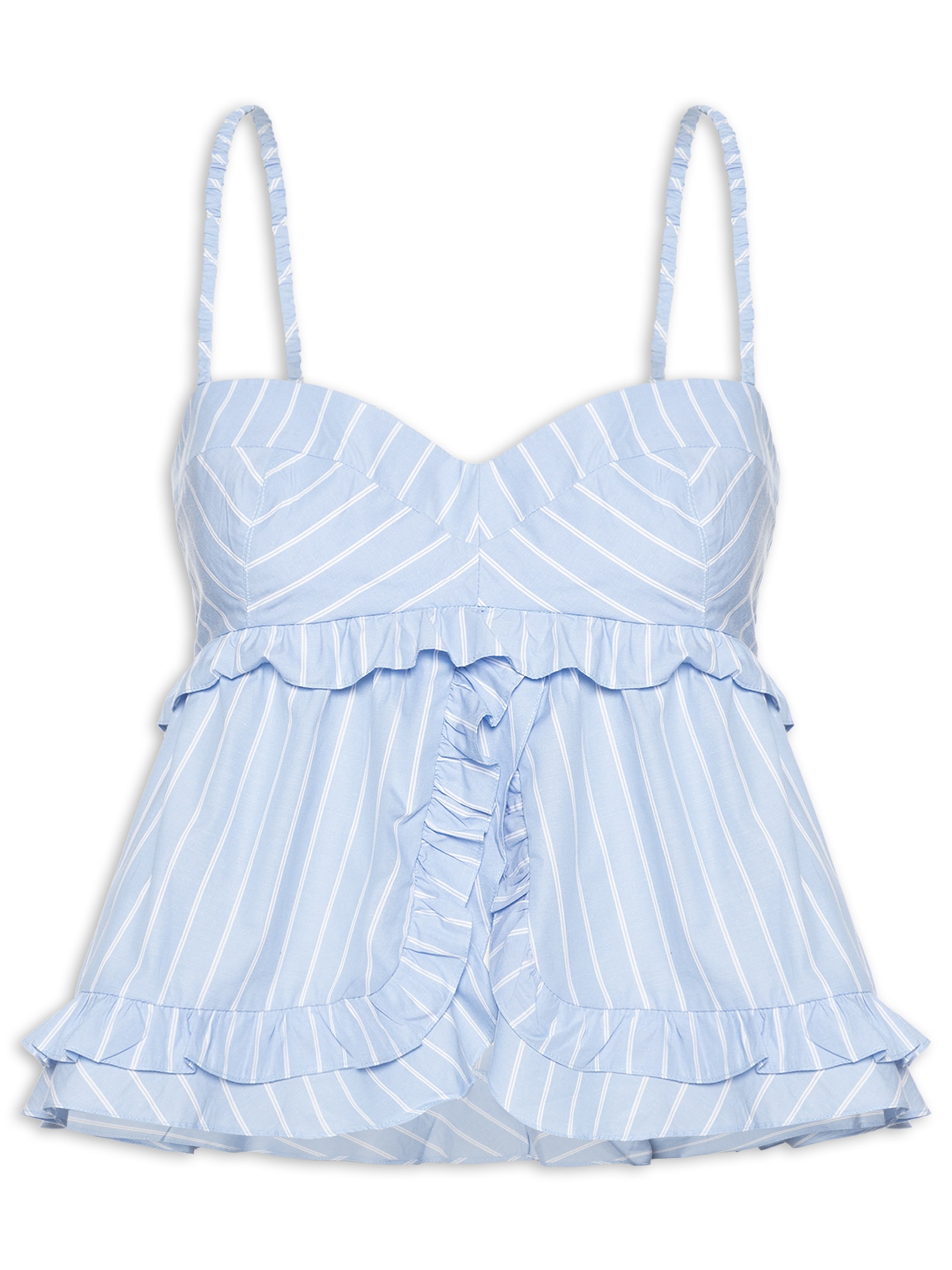 Blusa Feminina Franzida Riscas Azul Animale