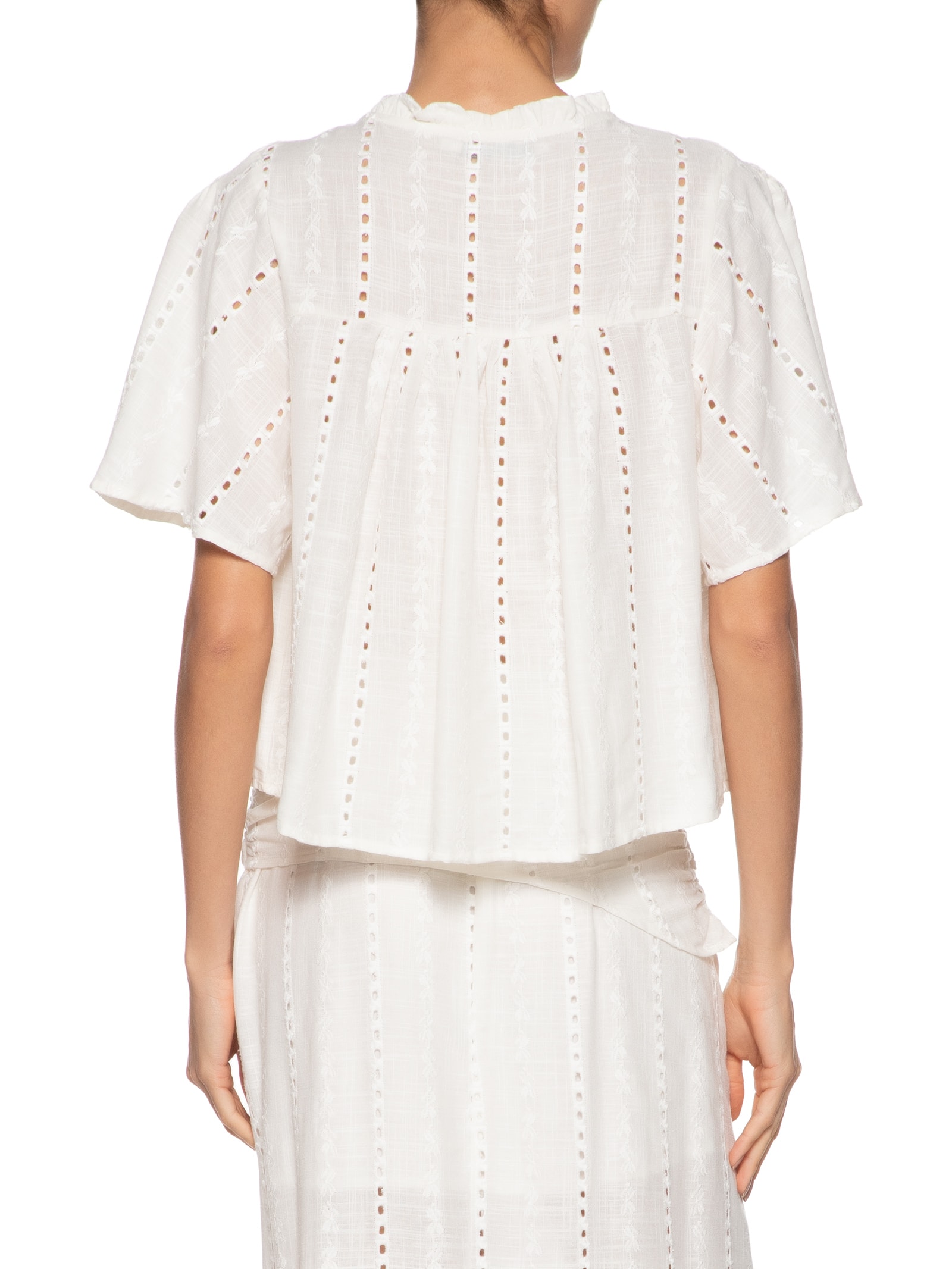 Blusa Feminina Franzido Bordado Listra Bali Branco Maria Filó