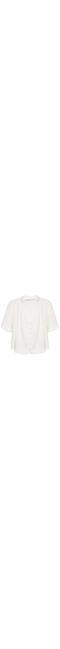 Blusa Feminina Franzido Bordado Listra Bali - Branco