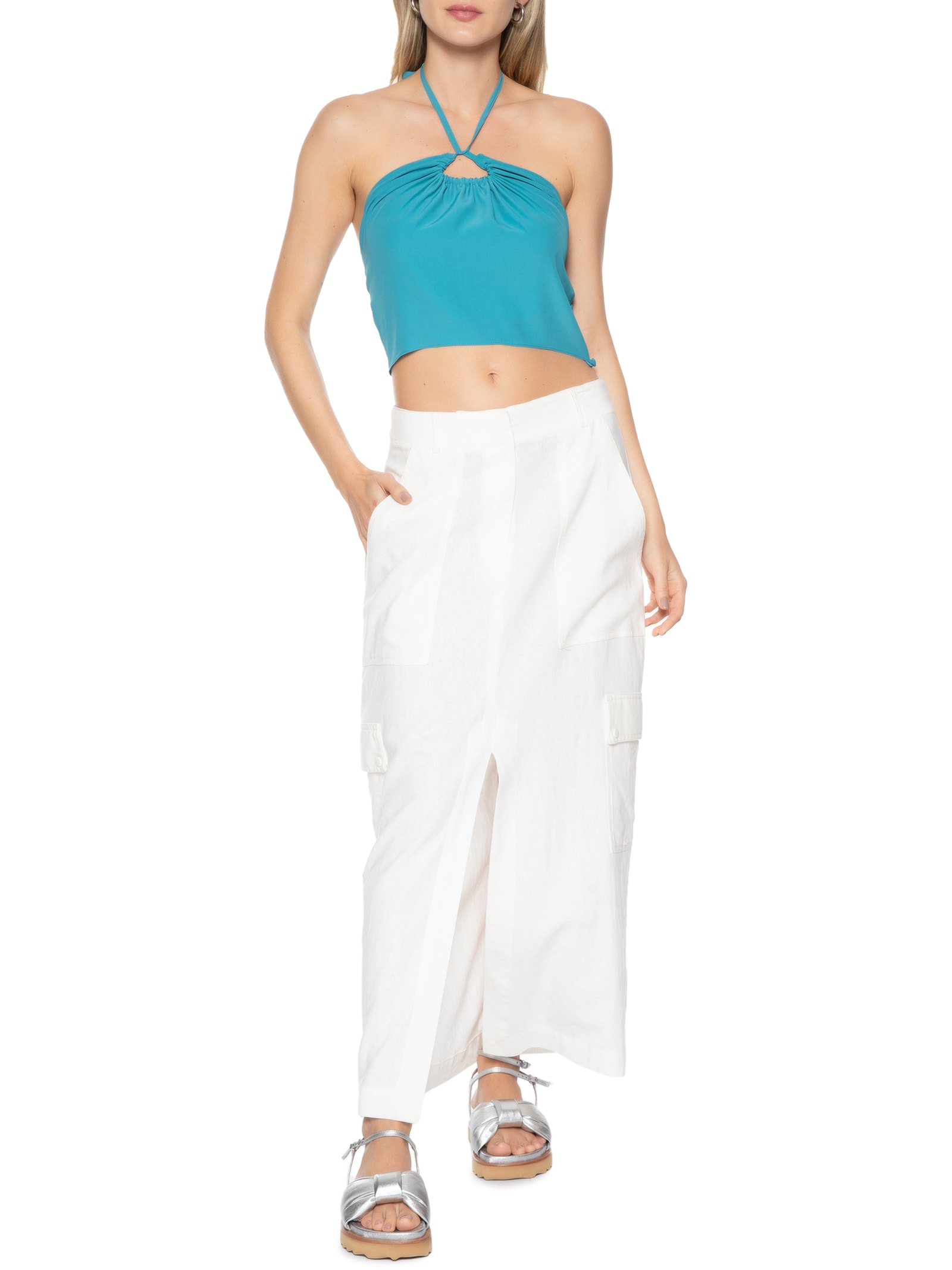 Blusa Feminina Frente Única Azul Market 33