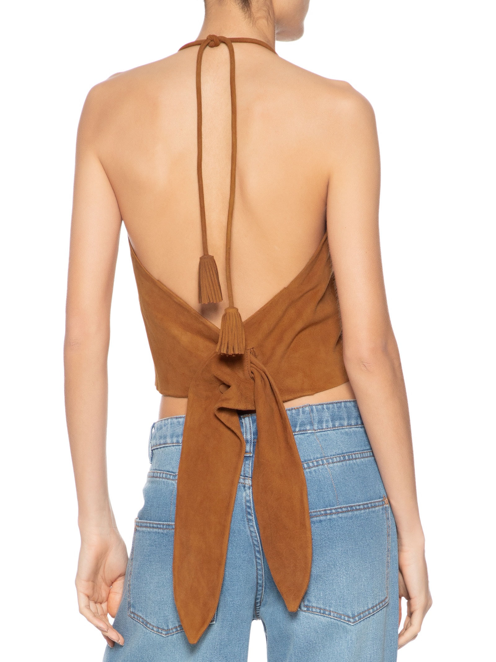Blusa Feminina Frente Única Chamois Nó Marrom Animale
