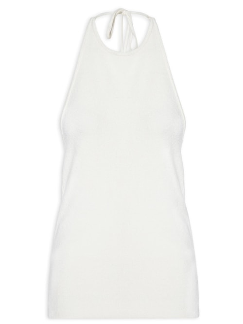 Blusa Feminina Frente Única Com Amarração De Tricot – Branco