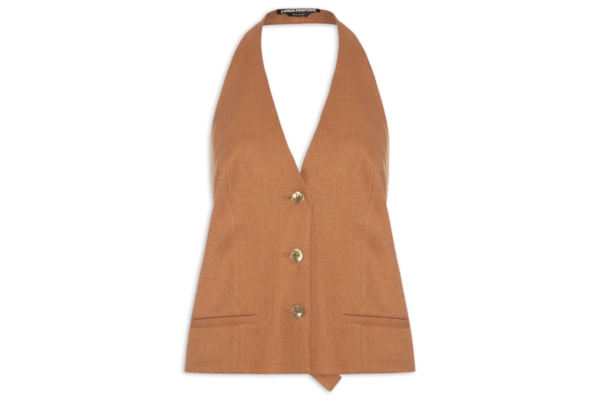 Blusa Feminina Frente Única Com Linho - Marrom