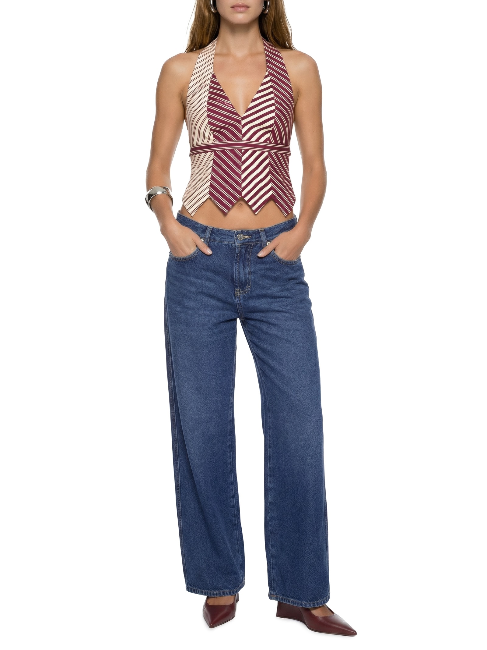 Blusa Feminina Frente Única Com Recortes Vermelho Lança Perfume