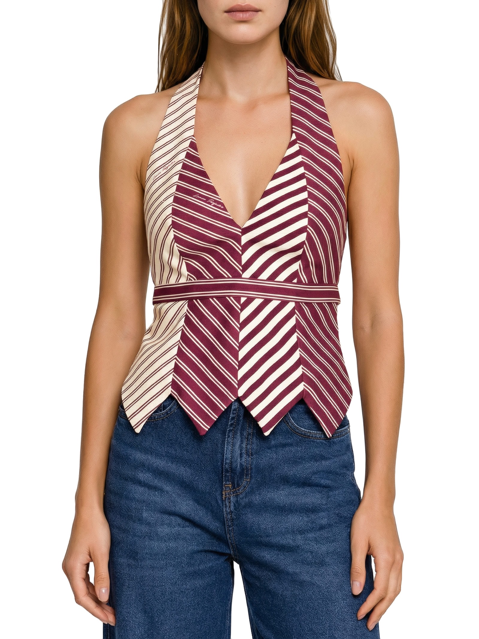 Blusa Feminina Frente Única Com Recortes Vermelho Lança Perfume