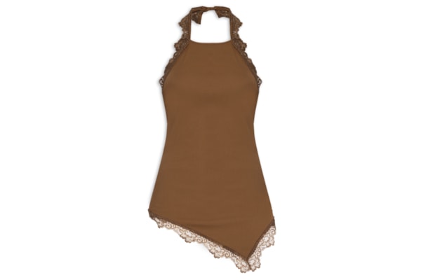 Blusa Feminina Frente Única Com Renda - Marrom