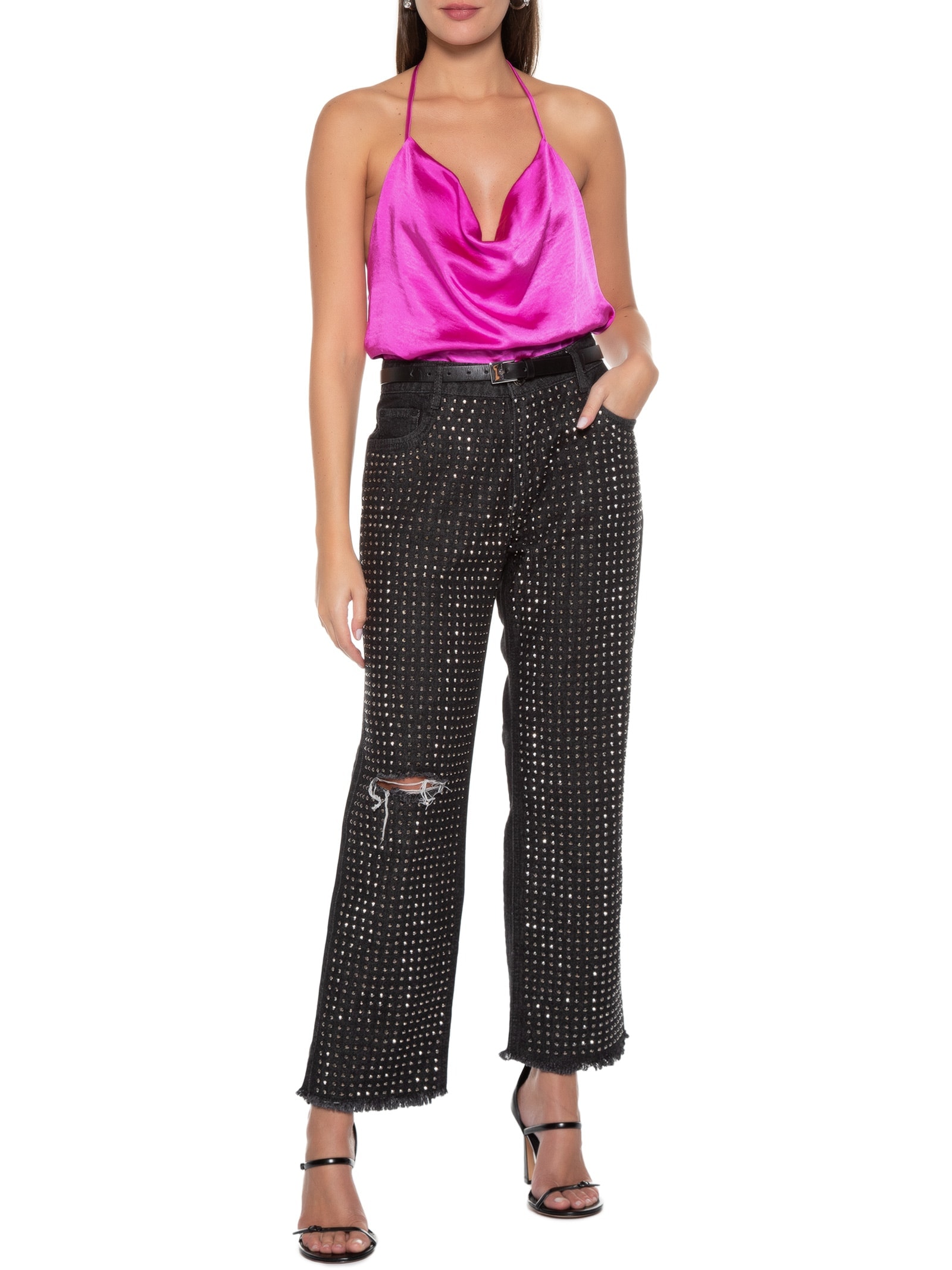 Blusa Feminina Frente Única De Alça Rosa Lança Perfume