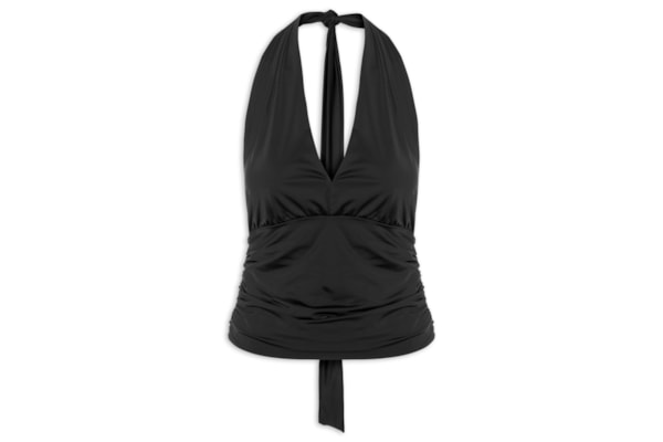 Blusa Feminina Frente Única Em Poliamida - Preto