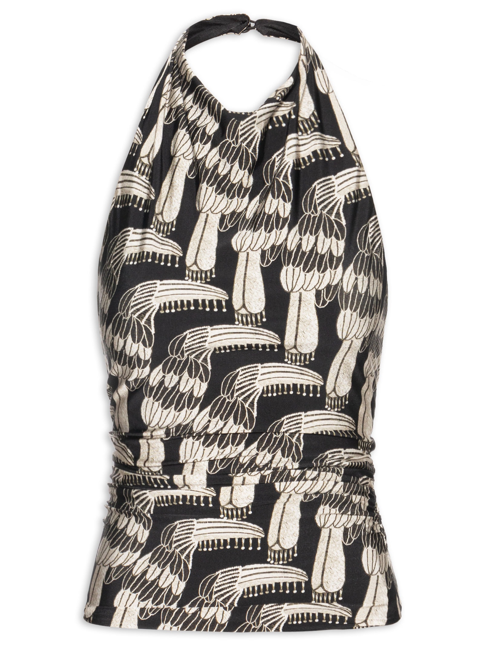 Blusa feminina Frente Única Tucanário Preta Farm