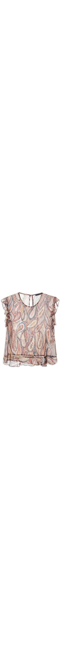 Blusa Feminina Georgette Leve Estampa Babados - Marrom