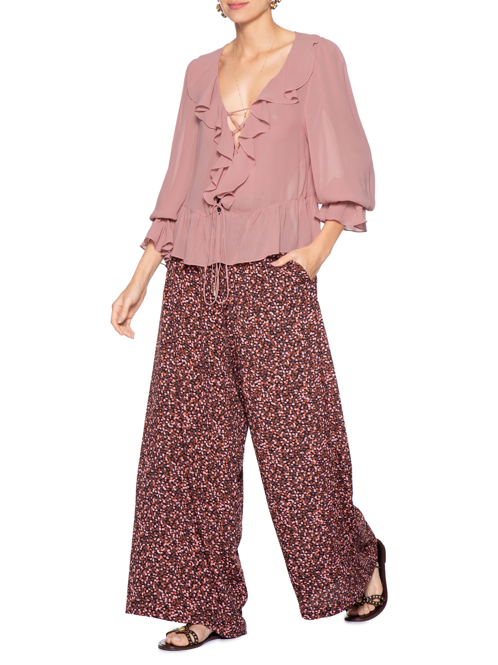 Blusa Feminina Ggt Babados Rosa Dress To